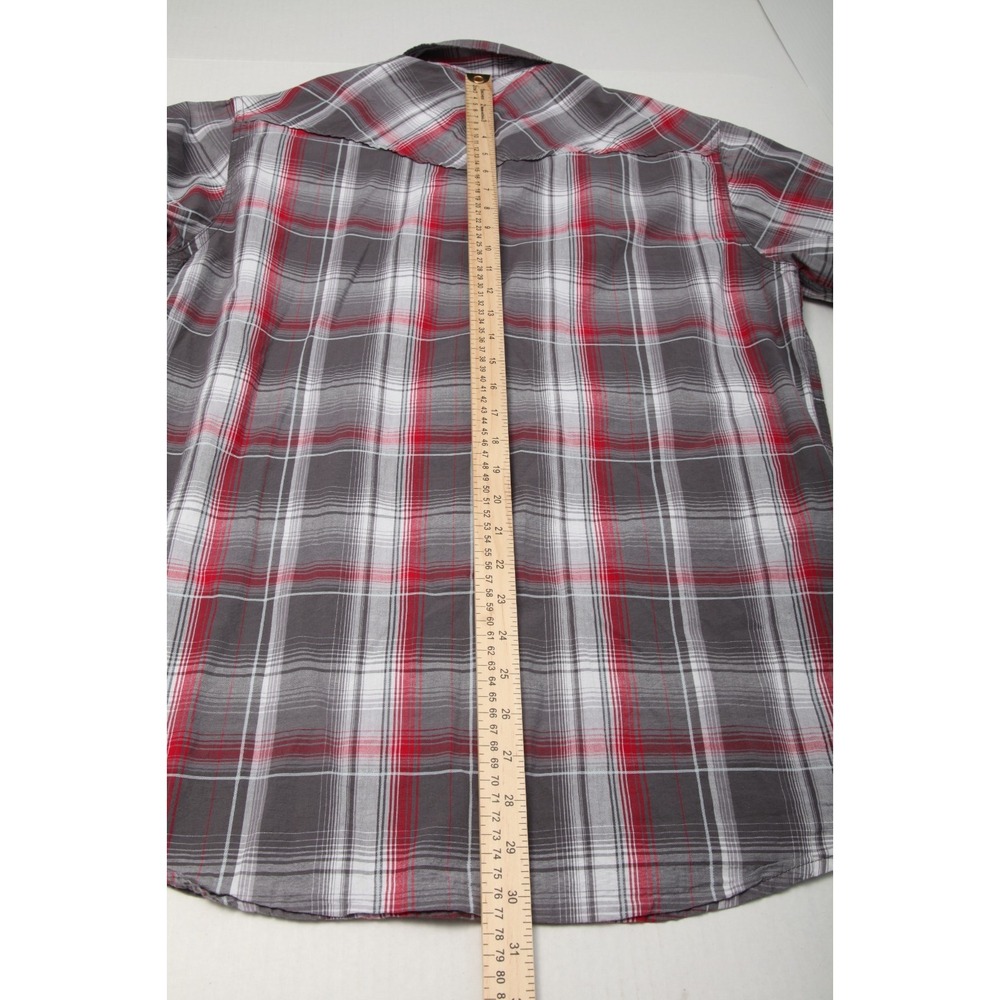 Roper Western Pearl Snap Shirt Mens Large Grey Red Plaid Long Sleeve - Picture 10 of 12